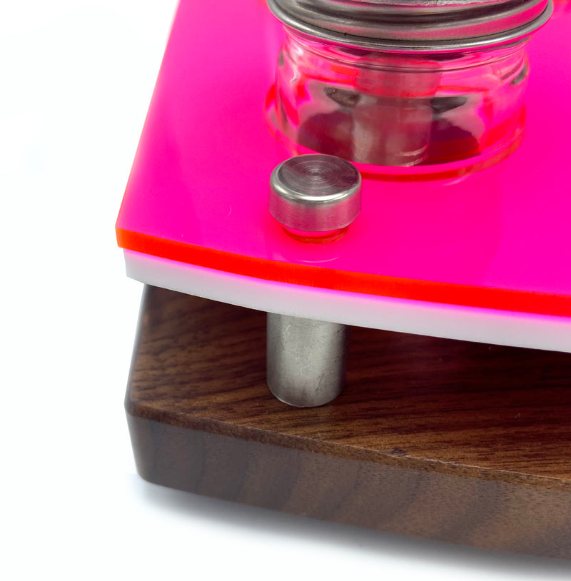 Concentrate Session Organizer and Dab Tool Holder with Silicone Easy-Clean Mat ~ Neon Collection by E-Trays ~ 15X6" Hardwood Base