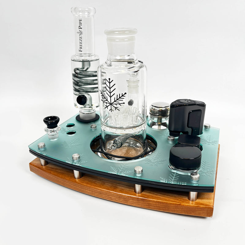 Freeze Pipe Stand and Smoke Session Organizer Tray with Accessories