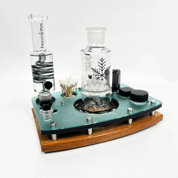 Freeze Pipe Stand and Smoke Session Organizer Tray with Accessories