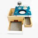 Compact Puffco Dab Session Wooden Box with Hidden Compartments, Storage Drawer, Hot Knife Slot, ISO Dispenser, Swab Jar