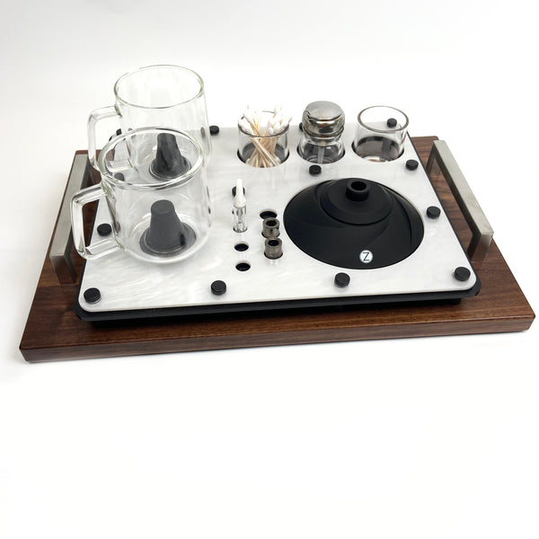 Our elegant tray foe your Zenco drinkable vapor unit and glasses 