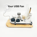 USB Port Puffco Peak or Pro Dab Tray Rig Station with LED Light, ISO Dispenser Pump and Swab Jars