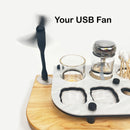 USB Port Puffco Peak or Pro Dab Tray Rig Station with LED Light, ISO Dispenser Pump and Swab Jars