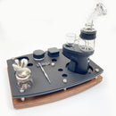 Ispire Daab Rig Station Tray Dab Session Organizer Cleaning Stand Flat Black On a Walnut Hardwood Base