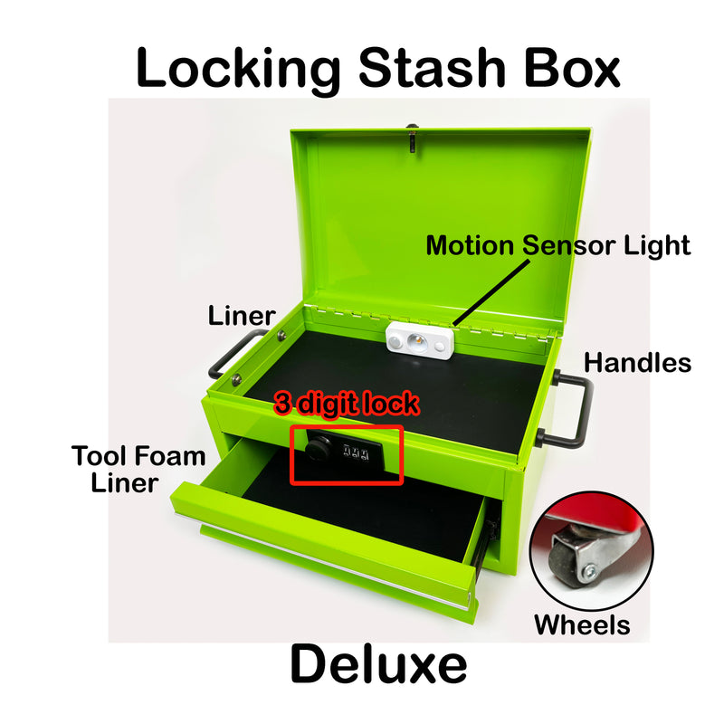 EBOX Locking Mini Tool Box Metal Stash Box With a Storage Drawer and Combination Lock in Several Styles and Colors