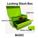 EBOX Locking Mini Tool Box Metal Stash Box With a Storage Drawer and Combination Lock in Several Styles and Colors