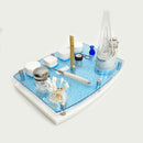 Limited Edition ~ Puffco Rig Station Dab Organizer Tray with White Corian Base and Tidal Mist Top Includes ISO Dispenser and Swab Jar