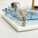 Limited Edition ~ Puffco Rig Station Dab Organizer Tray with White Corian Base and Tidal Mist Top Includes ISO Dispenser and Swab Jar