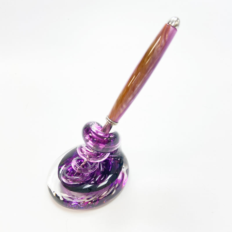 Handblown Glass Dab Tool Stand with Wax Tool in 3 Colors and 4 Tip Choices