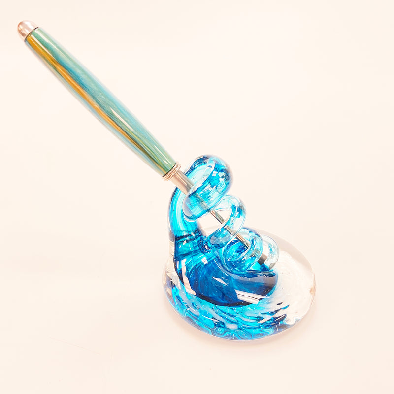 Handblown Glass Dab Tool Stand with Wax Tool in 3 Colors and 4 Tip Choices