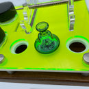 Concentrate Session Organizer and Dab Tool Holder with Silicone Easy-Clean Mat ~ Neon Collection by E-Trays ~ 15X6" Hardwood Base