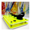 Puffco Pro E Tray Rig Station Organizer for Cannabis Dab Vaporizer ~ Double Neon ~ with Stainless & Glass Alcohol Pump and Swab Jar