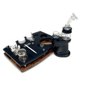 Ispire Daab Rig Station Tray Dab Session Organizer Cleaning Stand Flat Black On a Walnut Hardwood Base