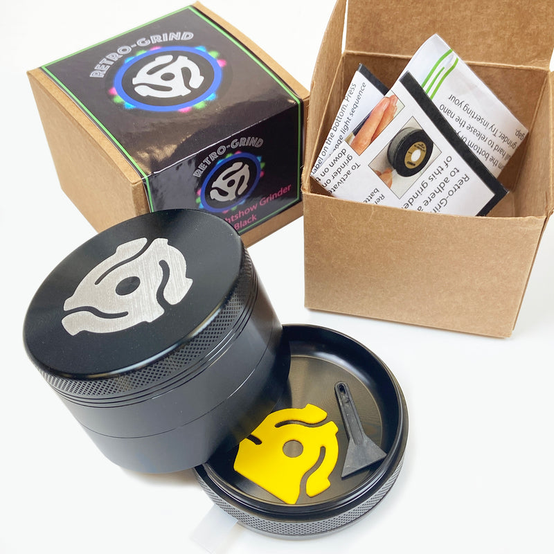 Retro-Grind LED Light Show Base 2.5" Black Aluminum Grinder