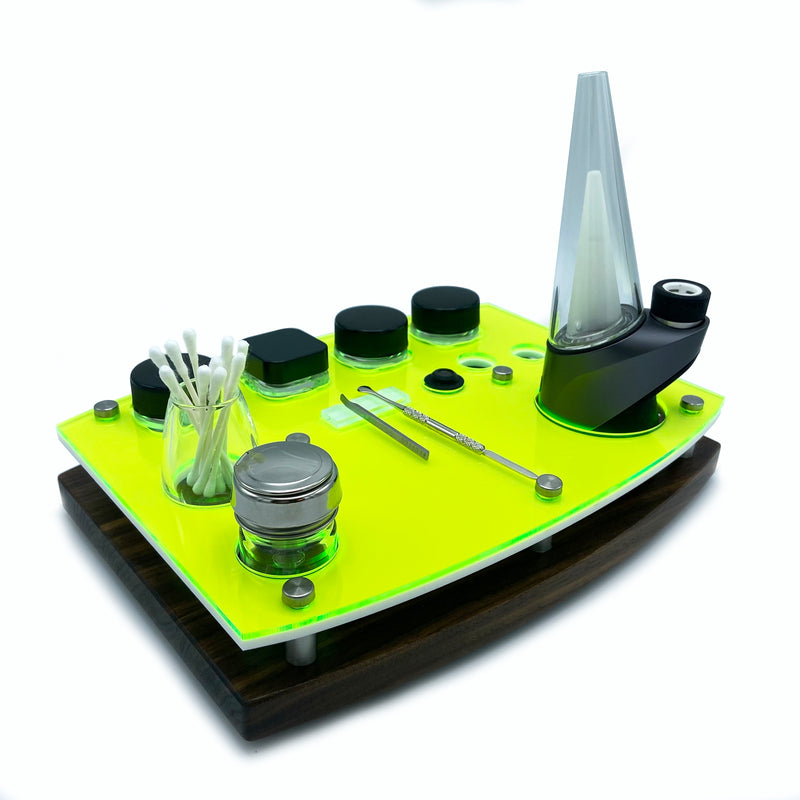Neon Green E Tray Rig Station Organizer for Puffco Brand PEAK Portable Dab Vaporizer