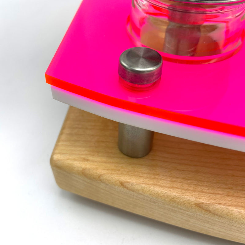 Concentrate Session Organizer and Dab Tool Holder with Silicone Easy-Clean Mat ~ Neon Collection by E-Trays ~ 15X6" Hardwood Base