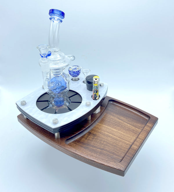 ETray Bong Stand Safety Tray and Herb Smoker's Rolling Tray Combo Unit
