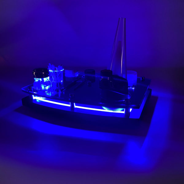 The Get Lit Puffco  LED Enhanced Super Rig Station in Midnight Blue