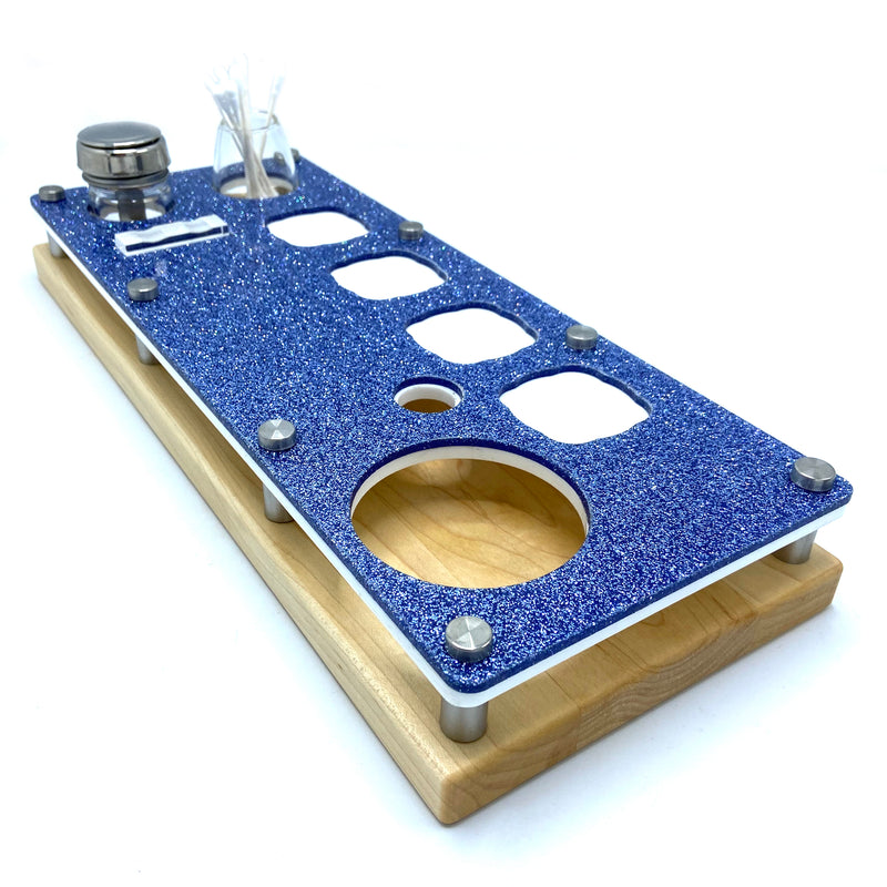 E Tray Concentrate Vaporizer Rig Station for Puffco Peak or Pro ~ Organizer Cleaning Tray for Cannabis Dab Users Glitter Acrylic Top, Wood Base
