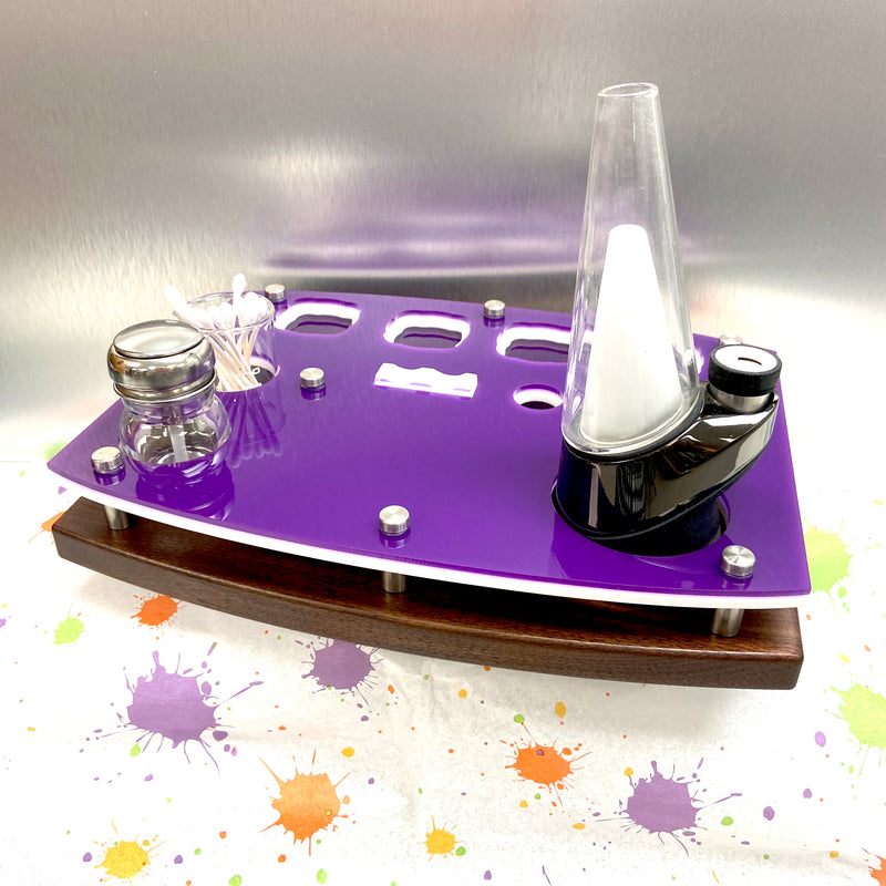 E-Trays Puffco 12x9 Dab Rig Station Organizer for Peak or Pro Portable Cannabis Vaporizer in Purple