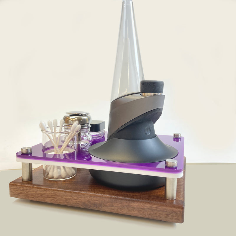 Mini Puffco Purple Dab Rig Station Organizer for Peak or Pro Cannabis Vaporizer Using Charging Base  and HotKnife