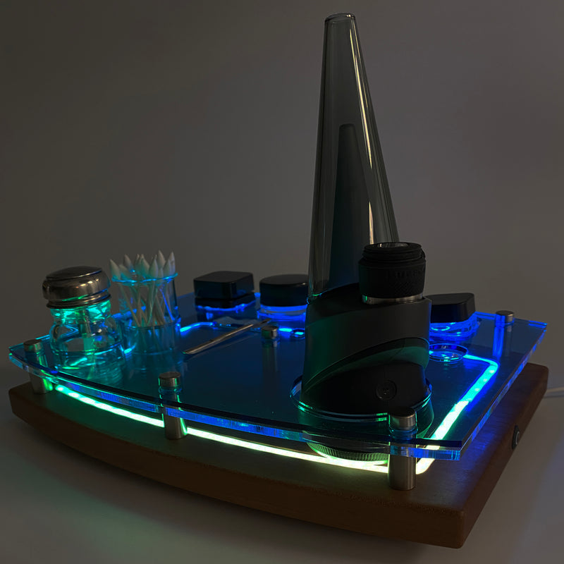 The Puffco Get Lit Programmable RGB LED Dab Rig Station Tray for Peak or Pro and Hot Knife