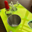 E Tray Concentrate Dab Session Organizer & Cleaning Station~ Science Themed Cannabis THC Symbol Etched Neon Acrylic Top