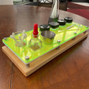 E Tray Concentrate Dab Session Organizer & Cleaning Station~ Science Themed Cannabis THC Symbol Etched Neon Acrylic Top