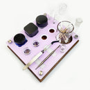 8X7 Mini Dab Concentrate Tray Cleaning Station With The Press Club ISO Swab Jar and Banger / Carb Cap Storage in Frost Lilac on a Walnut Base