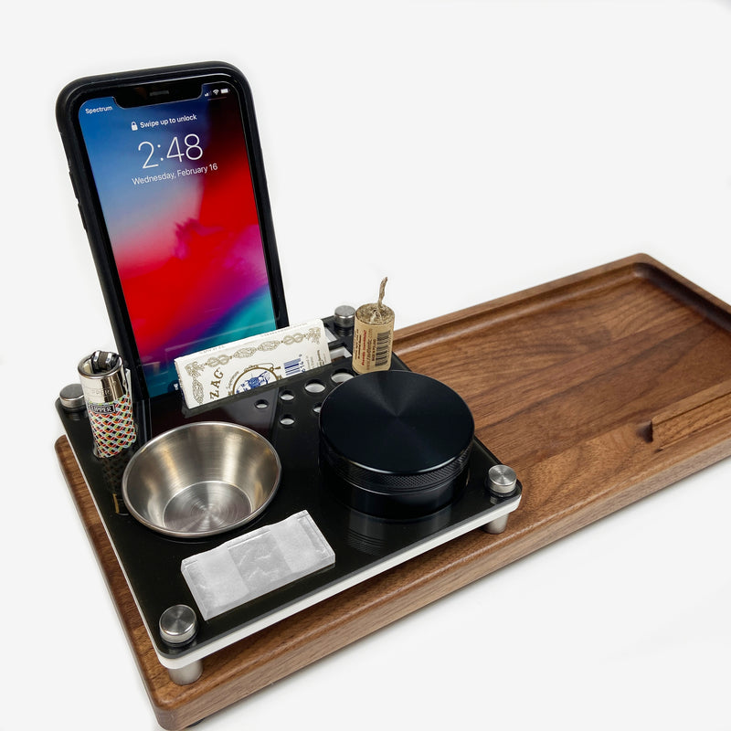 Rolling tray with phone stand