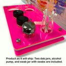 Puffco Pro E Tray Rig Station Organizer for Cannabis Dab Vaporizer ~ Double Neon ~ with Stainless & Glass Alcohol Pump and Swab Jar