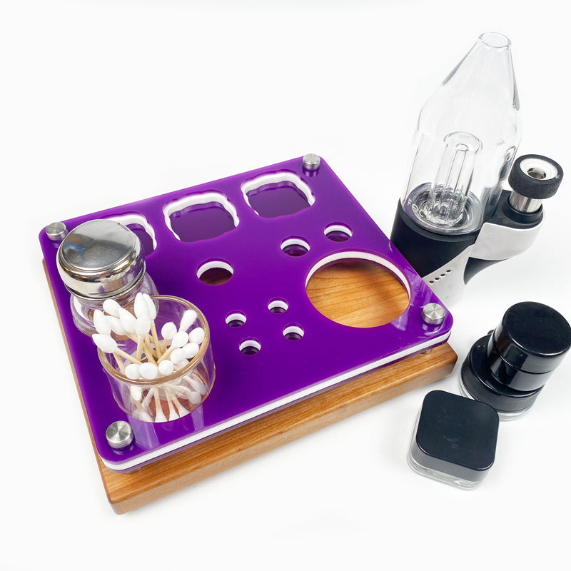 Focus V Carta Wax Vaporizer Mini Dab Rig Station Tray and Cleaning Stand WithISO Dispenser and Swab Jar